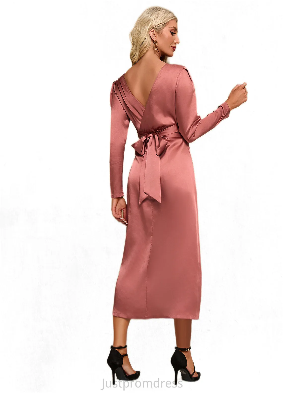 Alivia Scoop Elegant A-line Satin Midi Dresses HHP0022453