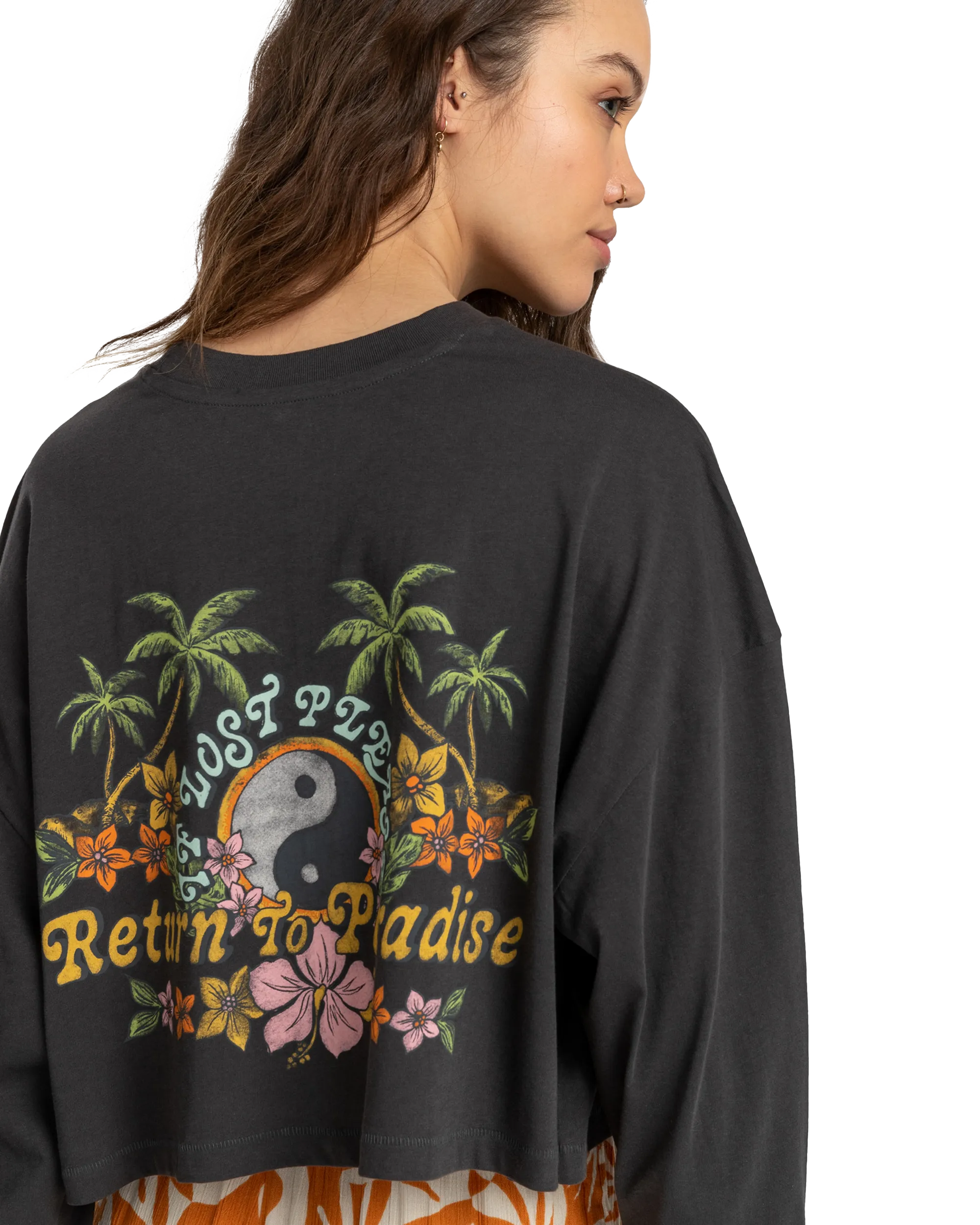 Beach Boyfriend Crop T-Shirt in Black Sands