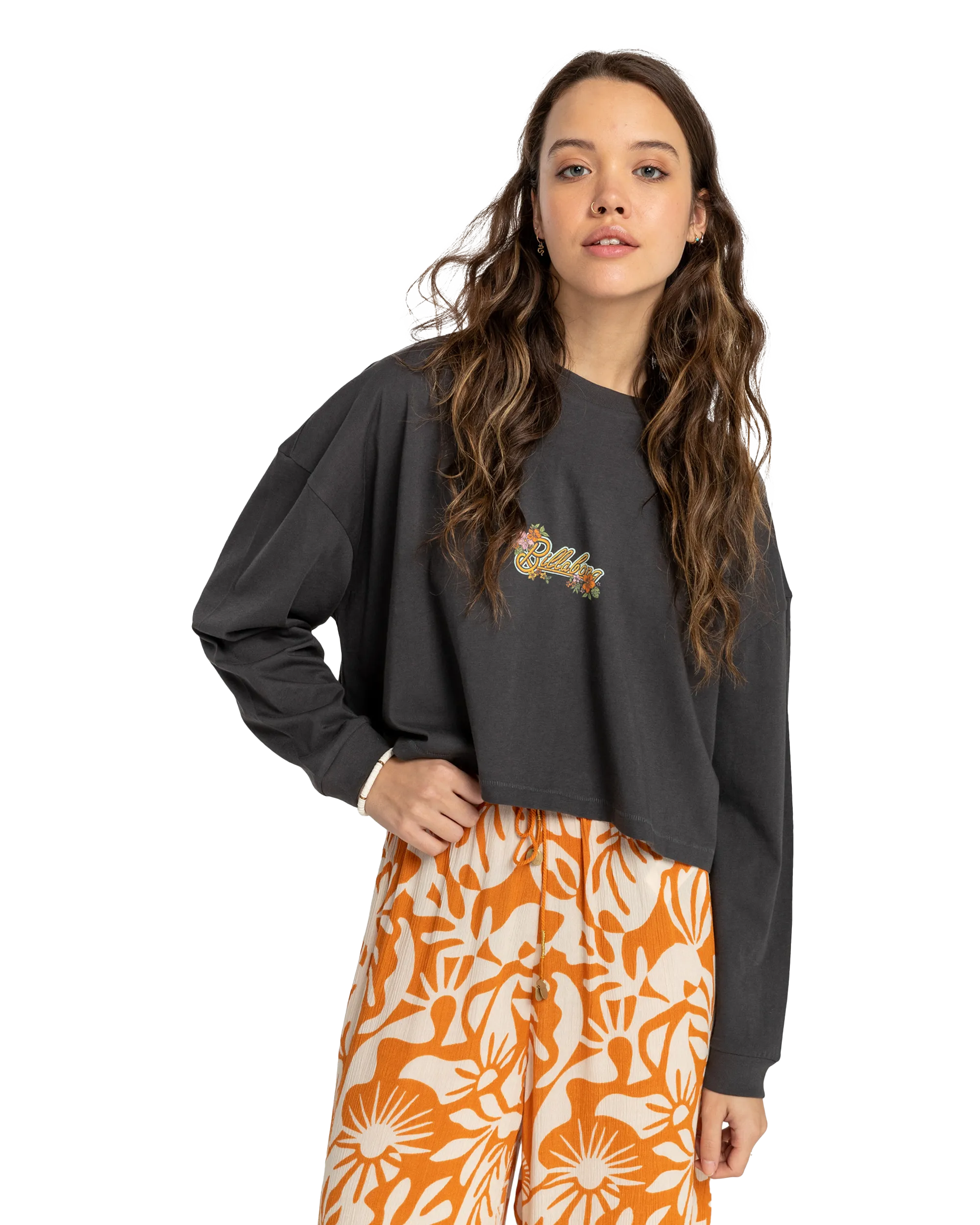 Beach Boyfriend Crop T-Shirt in Black Sands