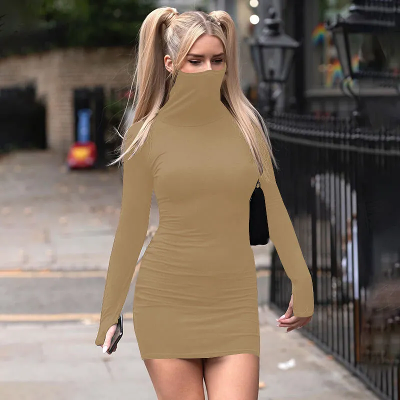 Cover Face Bodycon Short Dress
