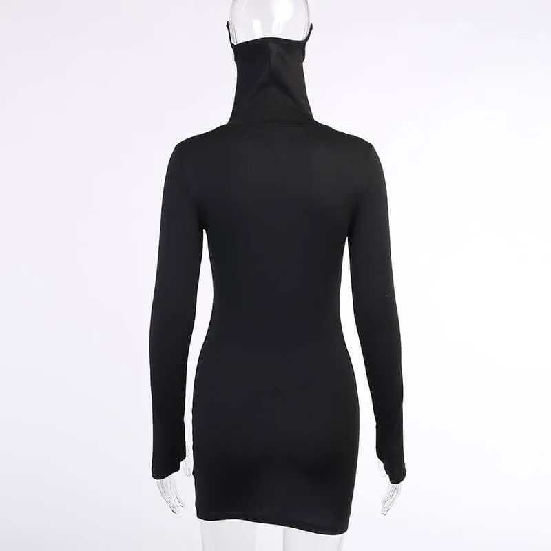 Cover Face Bodycon Short Dress