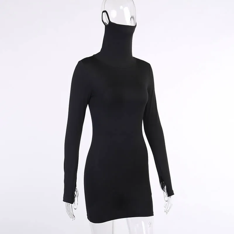 Cover Face Bodycon Short Dress
