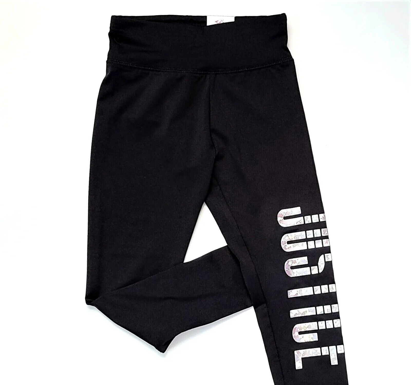 JUSTICE Big Girls Glitter Hologram Logo Active Fit Leggings