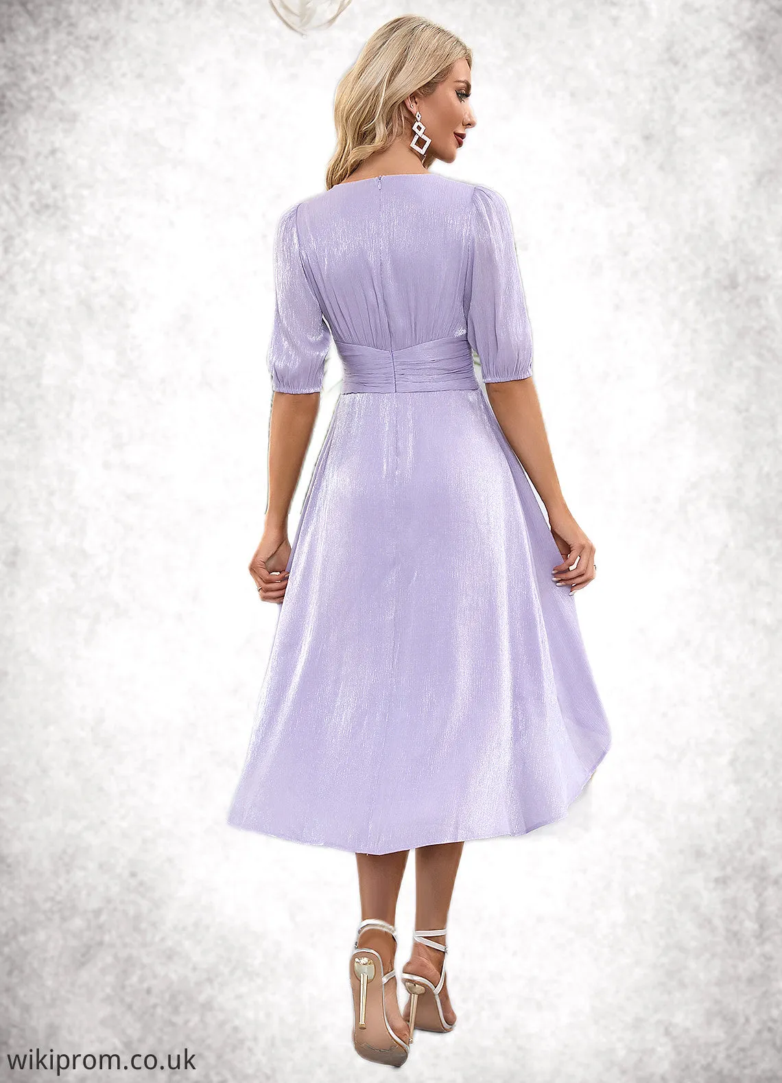 Kaylen V-Neck Elegant A-line Polyester Midi Dresses SWKP0022550