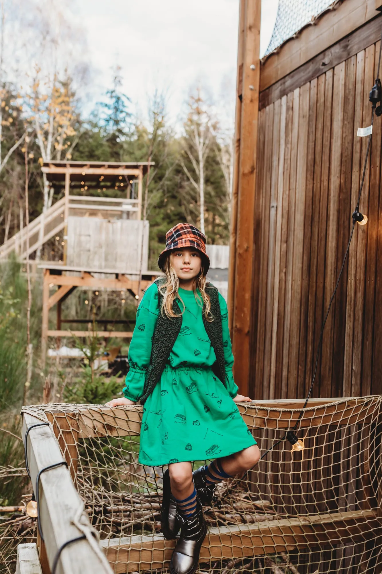 Ski print green dress by Sproet & Sprout