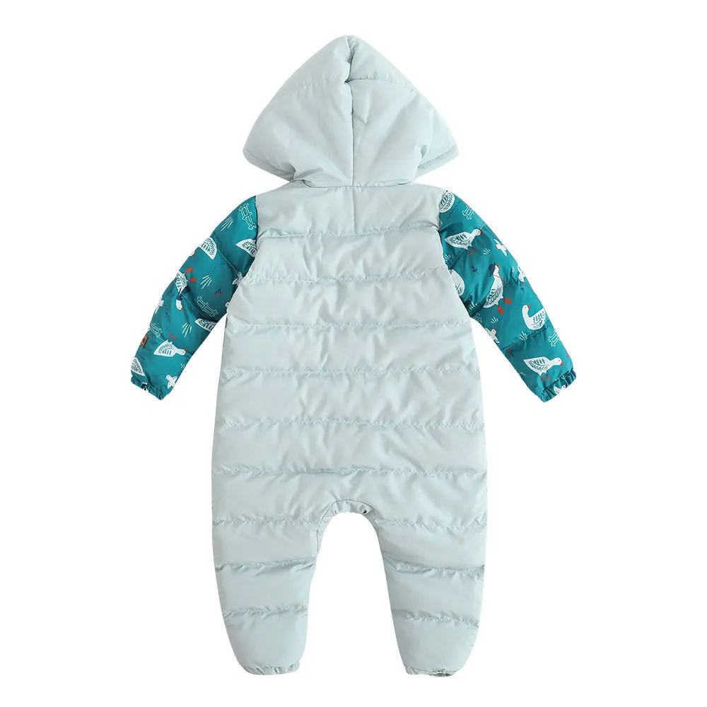 Vauva FW23 - Baby Boys Goose Pattern Long Sleeve Padded Romper